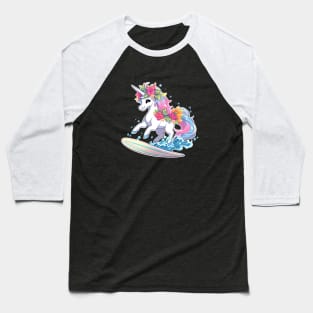 Surfing unicorn Baseball T-Shirt